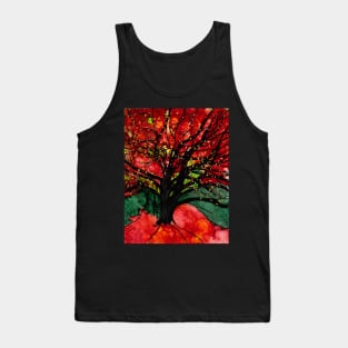 Blazing Red Orange Autumn Tree Tank Top